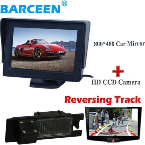 4 led lights wire car rear camera Dynamic track line+4.3" car monitor for Opel Astra H /Corsa D/Meriva A/Vectra C/Zafira B/FIAT