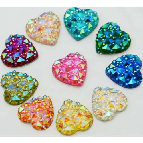 BOLIAO 40pcs 16mm Heart Resin Rhinestone Flatback/Wedding Home Bags Holiday Handmade Art Work Decoration DIY