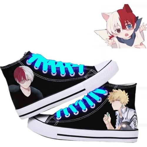 Anime Luminous My Hero Academia Midoriya Izuku Todoroki Shoto Casual Canvas Shoes Plimsolls Preppy Flats Shoes Sneakers