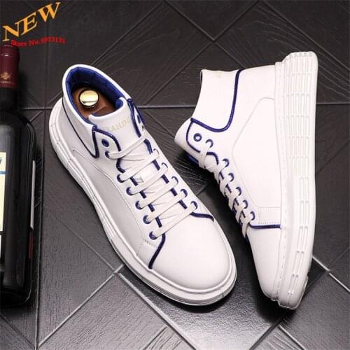 Fashion White Men Casual Shoes Hip Hop High Tops Shoes Ankle Boots Trainers Chaussure Homme