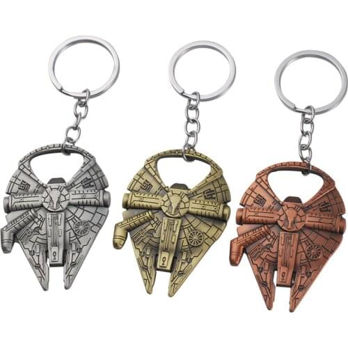 Disney Star Wars Keychains Metal Spaceship Millennium Falcon Model Toys Figurines Bottle Opener Key Ring Pendant Gift