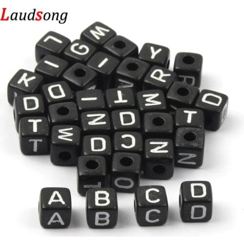 6mm 10mm Black Mixed Letter Beads Square Alphabet Beads Acrylic Beads DIY For Jewelry Making Bracelet Necklace Accessories