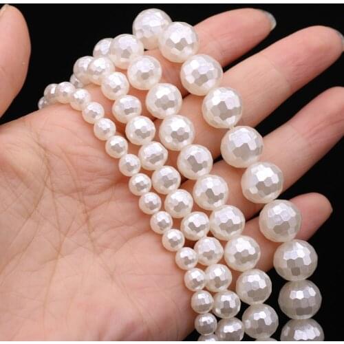 6/8/10mm Shiny Faceted Austria Loose Beads Imitation Pearl Bead for Jewelry Making Diy Necklace Earrings Accessories