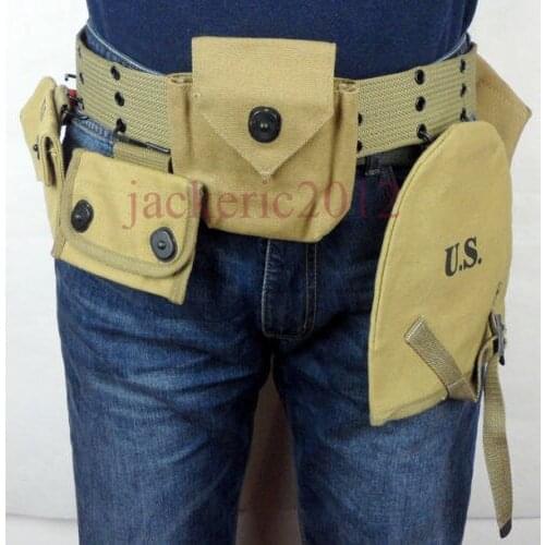 WWII US ARMY FIELD GEAR EQUIPMENT BELT SHOVEL CANTEEN COMPASS CASE COVER POUCH