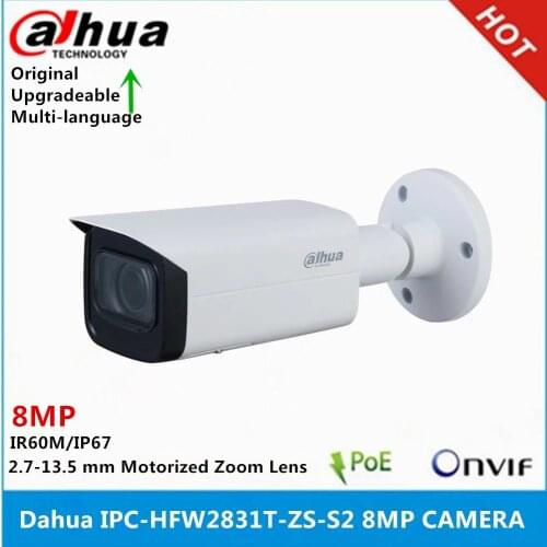 Dahua IPC-HFW2831T-ZS-S2 8MP 2.7 mm–13.5 mm Motorized zoom Lens built-in SD Card Slot IR 60M IP 67 poe IP Camera