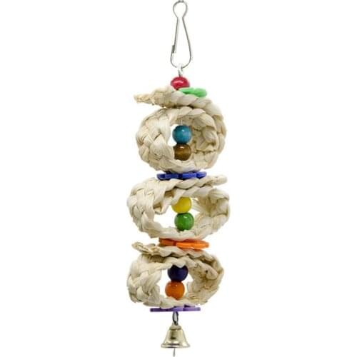 Dorakitten 1pc Parrot Chew Toy Funny Wooden Cage Bite Toy Parrot Hanging Toy Bird Bell Toy Pet Supplies