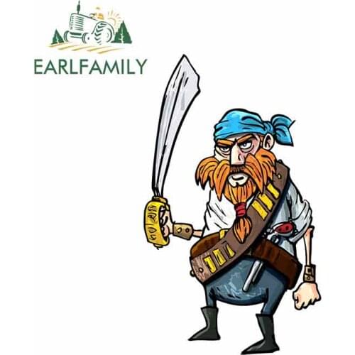 EARLFAMILY 13cm x 7.8cm For Pirate With A Long Knife Sticker Funny Car Decal Suitable For VAN SUV GTR Decoration Vinyl Material