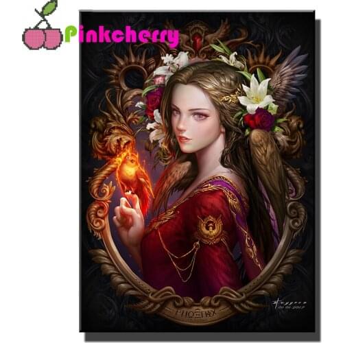 Fantasy women, phoenix, artwork diamond painting Full SquareRound drill 5d diamond embroidery portrait cross stitch,k932