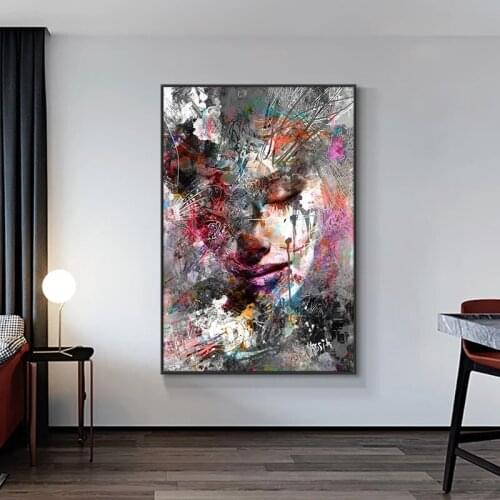 Graffiti Art Tearful Girl on Canvas Print Painting Nordic Poster Wall Art Picture for Living Noom Home Decoration Frameless