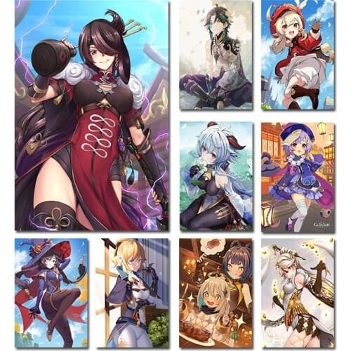 Game Canvas Painting Genshin Impact Mihoyo Poster Anime Girl Wall Art Prints Picture For Living Room Bedroom Home Decor