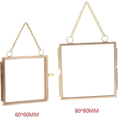 Creative DIY Chain Retro Metal Photo Frame High Translucent Glass Photo Frame Specimen Folder 2 Size Optional U7ED