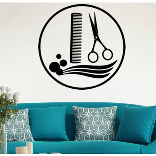 Creative Hair Salon Tools Pattern Barber Shop Decorative Wall Stickers for Barbershop Art Decoration Vinyl Decals Murals YY70