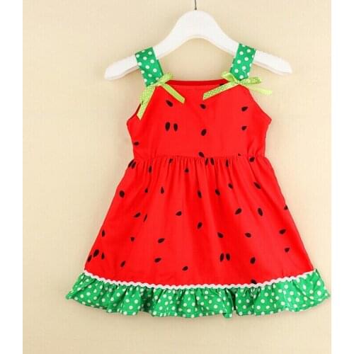 Pudcoco Summer Toddler Baby Girl Dress Sleeveless Watermelon Print Sleeveless A-line Dress Girls Summer Casual Dress