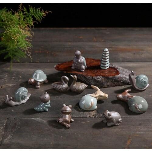 Mini Ceramic Crafts Creative Home Crafts Figurines Miniatures Tea Pet Bonsai Small Decoration Home Garden