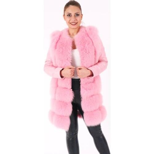 Fashion winter warm leather jacket natural fox fur real fox fur coat winter thick warm coat 2021 Sleeve Checked, acronym zipper