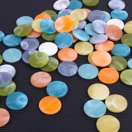 Fashion DIY Acrylic Oblate Shape Stone Color Beads Middle Hole Loose Plastic Beads 21MM xnb105