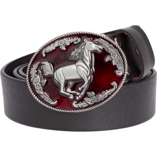 Fashion Mens belt Genuine Leather horse pattern belt horse racing cowhide leather belt horse totem belt gift for men
