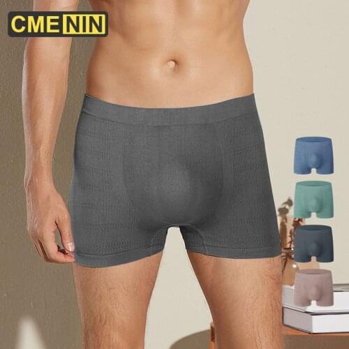 CMENIN Seamless Men Underwear Boxer Free Plus Size For Fat Guy Cueca Male Pantie Nylon Comfortable Mesh Breathable Boxers CM012