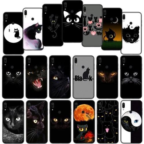 Cute Black Cat Staring Eyes Soft Cover Case for Xiaomi Redmi Note 6 10 9T K40 CC9 CC9E Pro Max