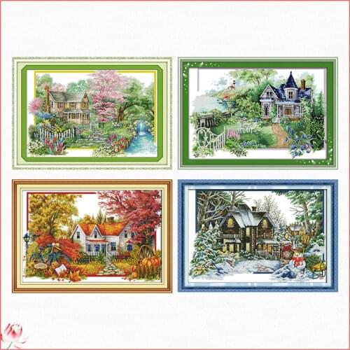 Joy Sunday Seasonal Cross Stitch Kit DIY Pattern Embroidery Kit 14CT 11CT Needlework Sewing Kit Home Decoration Painting Gifts