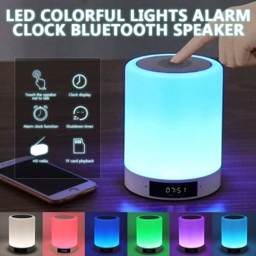 Night Lights Bluetooth Speaker, Touch Sensor Bedside LED Lamp With Alarm Clock, MP3 Music Player, FM Radio, Best Gift For Kids