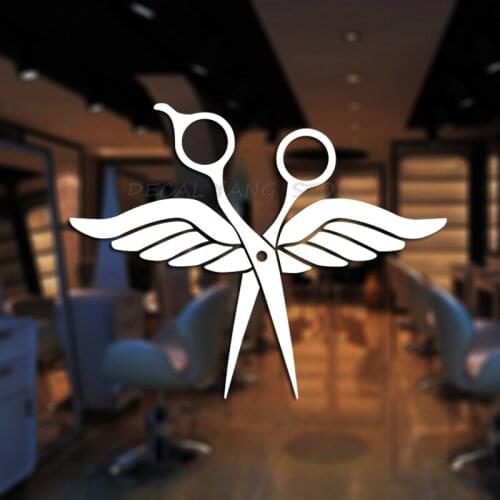 Scissor Hair Salon Wall Decal Beauty Salon Sticker Barbershop Vinyl Window Decals Decor Mural Hairdresser Glass Comb Sticker