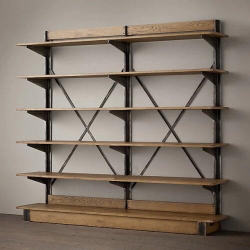 LOFT American country style wrought iron shelf vintage wood display shelf bookcase shelf