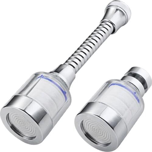Swivel Kitchen Water Faucet Replaceable Filter Element Tap Head Anti-splash Bubble Boost Filter Stainless Steel Lengthen Adapter