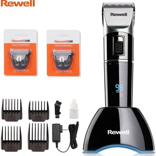 Rewell Professional Electric Hair Clipper Rechargeable Hair Trimmer Titanium Blade Lithium 2500mAh LCD Display Haircut Machine