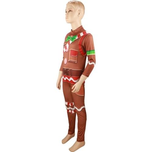 Gingerbread Costume Kids Streetwear Gingerbread Man Costumes Boys Jumpsuits Children Halloween Costumes for Kids