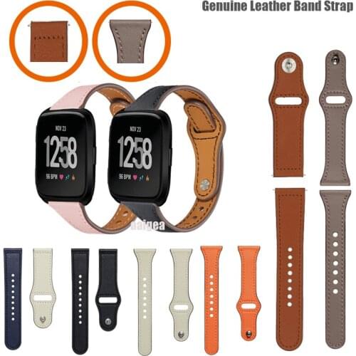 20mm 22mm Strap Genuine Leather Band For Fitbit Versa 2 / Versa Lite / Versa 1/ SE Smart Watch Accessories