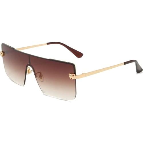 Luxury Designer Semi-Rimless Square Sunglasses Women One-Piece Lens Flat Top Glasses Double Color Woman Sunglases Gafas Quality