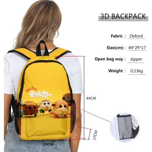 Weysfor Anime PUI PUI Molcar Backpack 3D Print BooKBag Anime Cartoon Guinea Pig Backpacks Men Women Teenage Mochilas School Bags