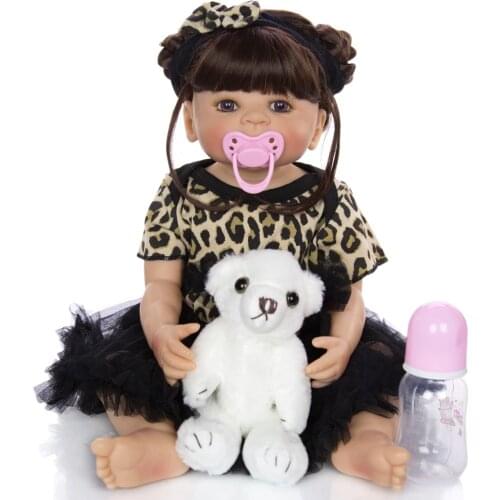 22'' Fashion Silicone Reborn Baby Dolls Full Body Vinyl Realistic Washable bebe reborn toddler Girl For Kids Birthday Gifts