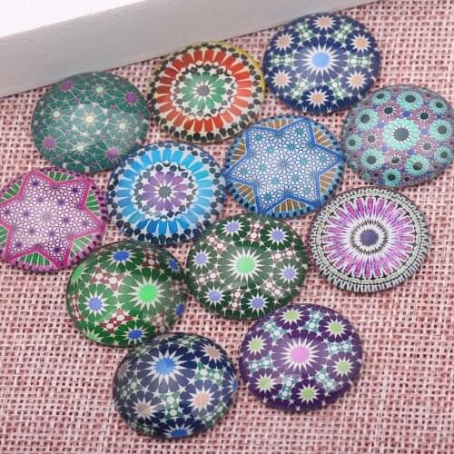 Reidgaller Mixed Beautiful Pattern Photo Glass Cabochons 10mm 12mm 14mm 18mm 20mm 25mm diy handmade Jewelry accessories