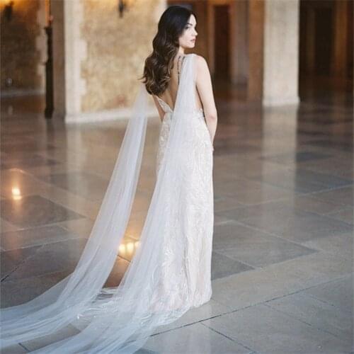 2 pcs Tulle Bridal Cape Shoulder Veils Long Black White Ivory Forest Wedding Accessories for Brides Wedding Cape,Shoulder Veils