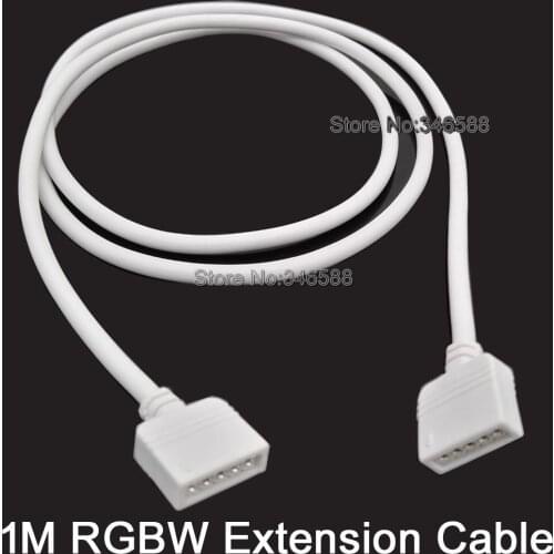 1M 5Pins 5-Pin RGBW Extension Wire Connector Cable Cord Female Ends White Color for 5050 RGBW RGBWW LED Strip Light