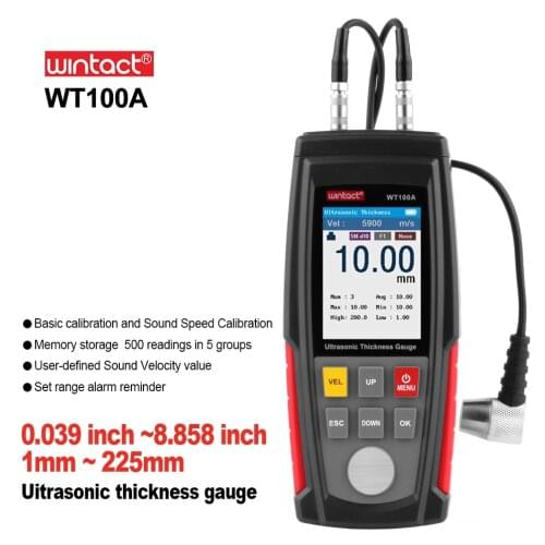 WINTACT Ultrasonic Thickness Gauge Meter Tester USB Charging Digital Car Paint Coating Thickness Metal Gauges High Precision