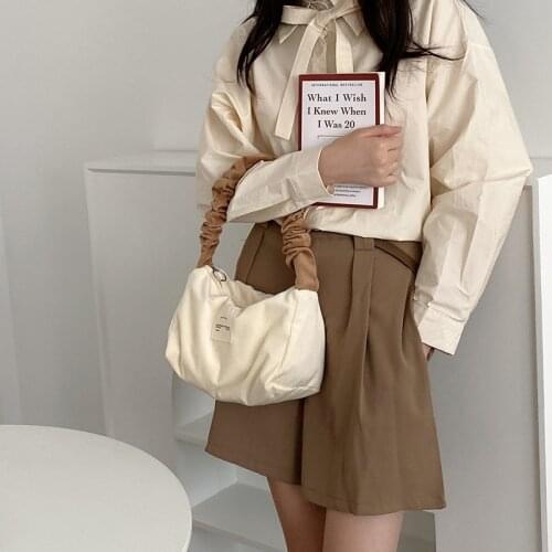 Corduroy Contrast Fabric Cute Mini Shoulder Bag for Women 2021 New Small Ladies Underarm Bags Eco Cotton Cloth Purses Handbags