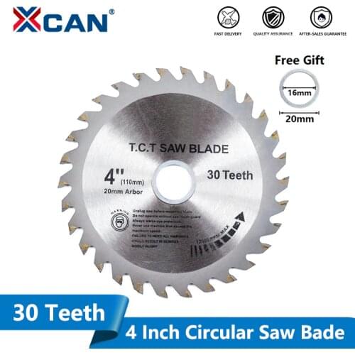 XCAN 1pc 4''(110mm)x20x1.8mm 30Teeth TCT Saw Blade Carbide Tipped Wood Cutting Disc Circular Saw Blade