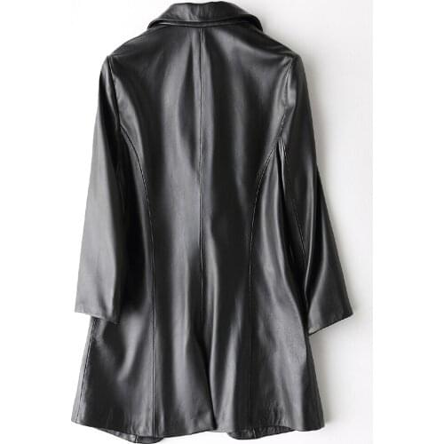 Genuine Leather Jacket Women Short Black Real Sheepskin Leather Coats Female Single Button Suit Collar Jackets LX2636