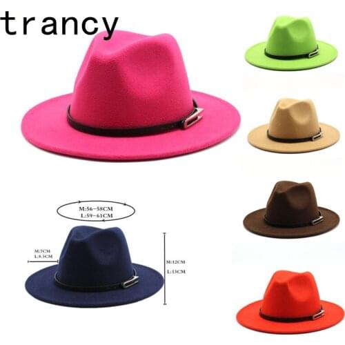 Womens hat woolen hats for men and women British jazz hats Europe and America flat brim four seasons Panama fedoras hats
