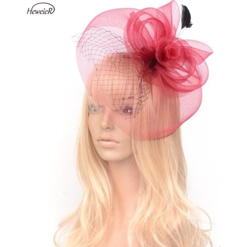 Bridal Lady Women Feather Net Fascinator Derby Hat Races Cocktail Party Hair Clip Fancy Headdress Hairpiece Headwear Accessories