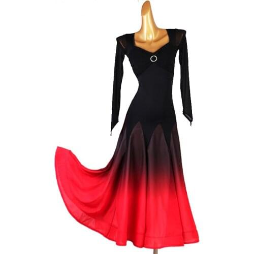 Female Ballroom Dance Competition Dress Long Sleeve Elegant Waltz Dancewear Professional Modern Standard Dance Costumes DQL5553