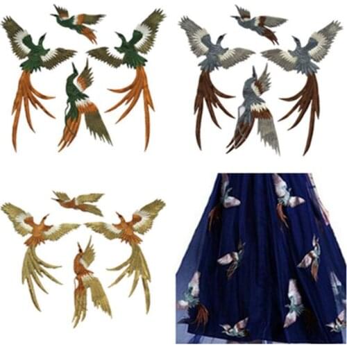1Set/ 4pcs DIY sewing 3colors wedding Phoenix motifs Good Quality embroidery patch lace applique LA293