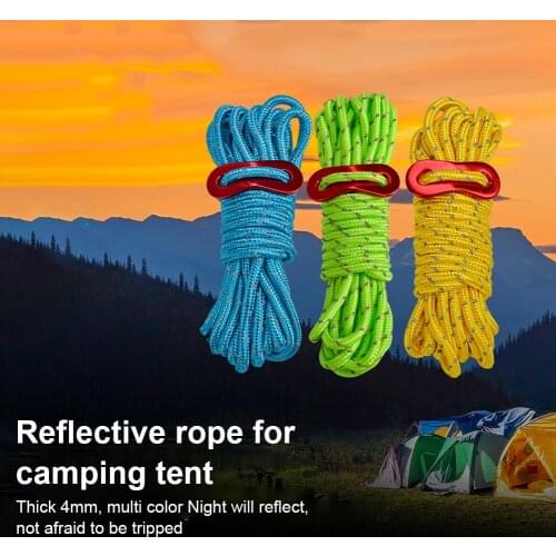 4M*4 Multi-Purpose Reflective Guyline with Adjuster Durable Tent Cords Rope for Outdoors Camping Hiking Packing