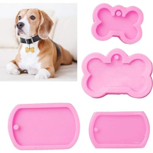 4Pcs Dog Tags Epoxy Resin Mold DIY Crafts Jewelry Hanging Pendant Silicone Mould
