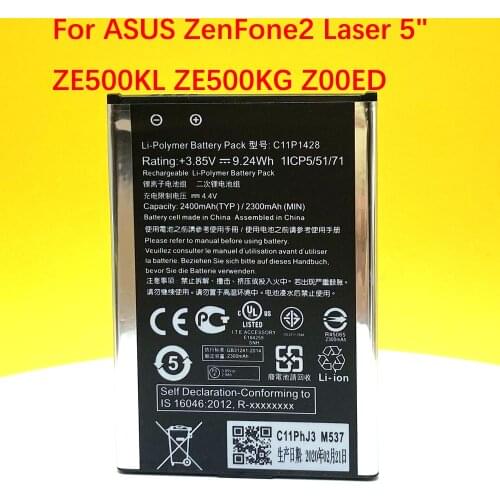 2400mAh C11P1428 Battery For ASUS ZenFone2 Laser 5" ZE500KL ZE500KG Z00ED Phone High Quality Battery