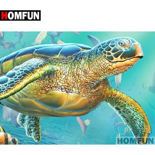 HOMFUN 5D DIY Diamond Painting "Animal turtle" Full Drill Resin Diamond Embroidery Cross Stitch Home Decor A07116