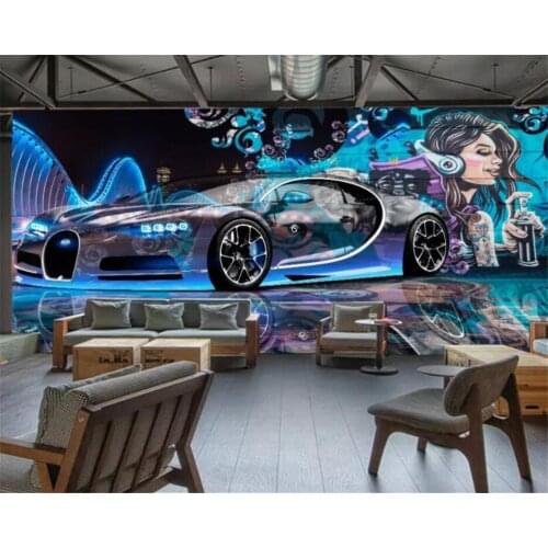Beibehang Customize new modern creative street graffiti car restaurant club KTV bar wallpaper wall papers home decor